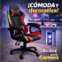 Silla Gamer Con Luces Led Rgb Ergonómica Y Reclinable 120kg ROJO