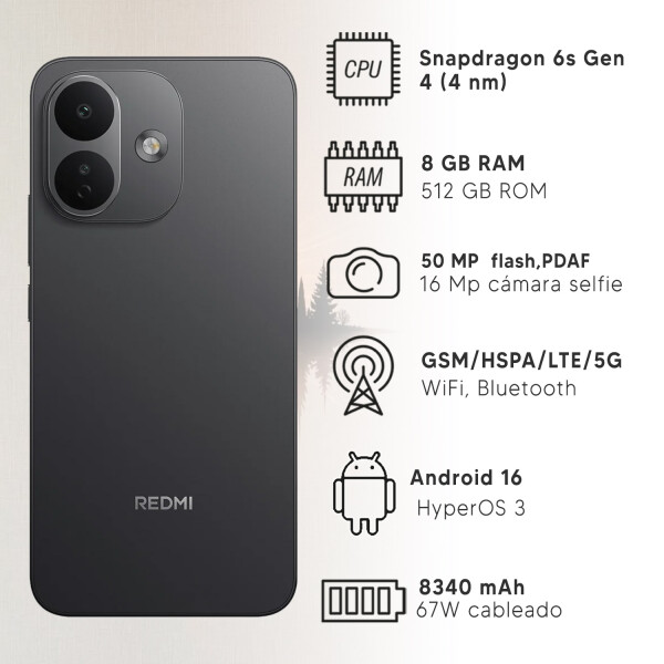 Xiaomi Redmi Note 17 Pro 8/512gb 5g CEL XIAOMI NOTE 17 PRO 5G 8/512GB NEGRO