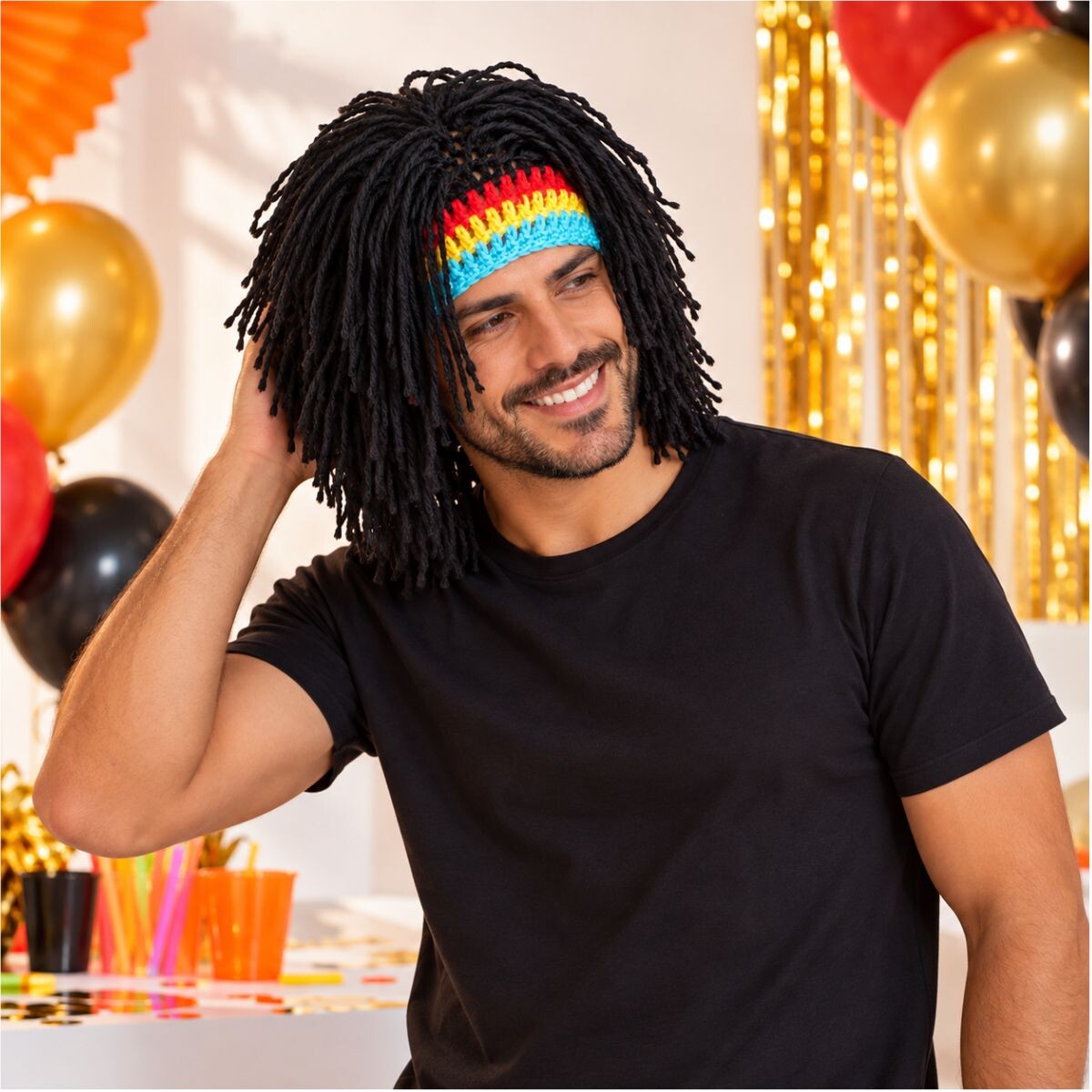 Peluca Estilo Rasta - Pelo negro 