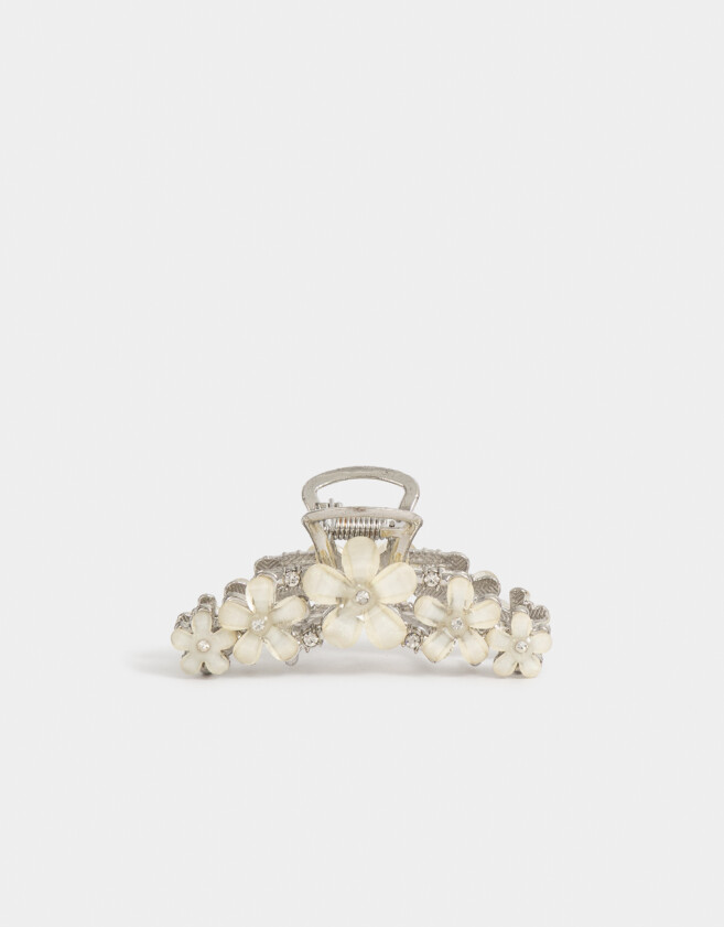 Broche Premium Broche Metálico Flores - Blanco Crudo