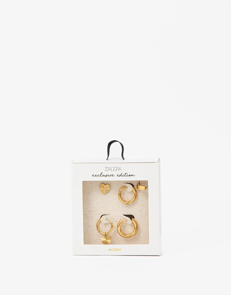 Aros Sets Strass Set De Aros Acero - Dorado