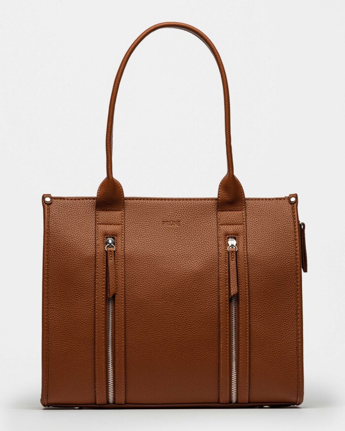 Shopper Oak En Efecto Cuero Graneado Marron