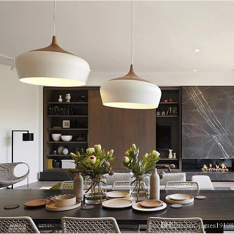 Campana estilo nórdico de aluminio y símil madera Blanca