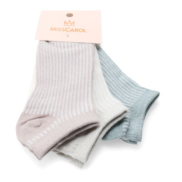 Medias de Mujer Miss Carol Media Lurex lisa pack X3 Verde / Beige / Rosa