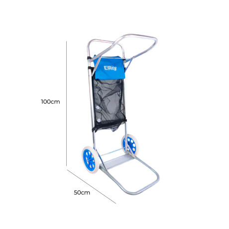 Carrito Mesa De Playa Portátil Aluminio Sillas + Accesorios Azul