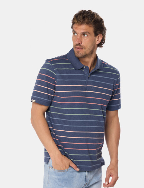 REMERA POLO RAYADA Azul