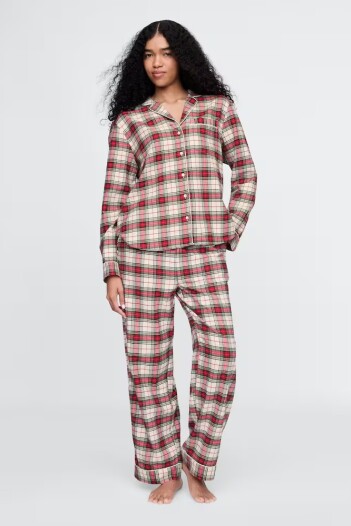 Pijama Conjunto Camisa Y Pantalón Mujer Fs White Tartan