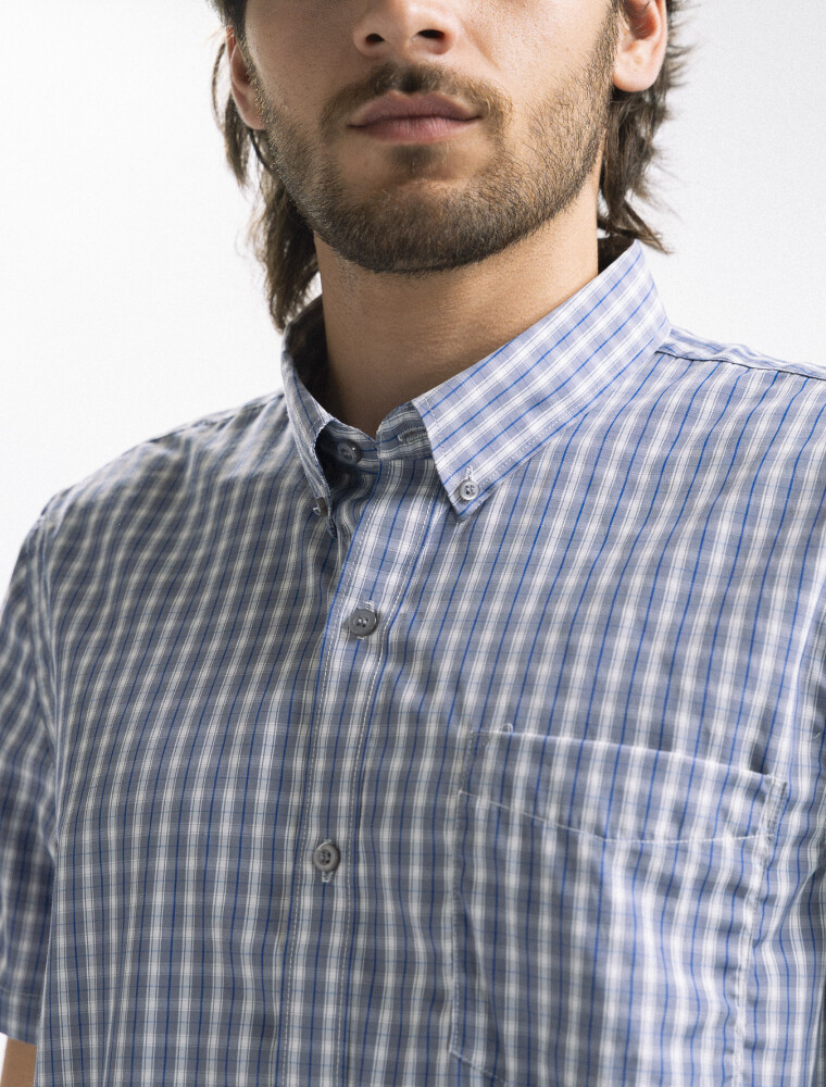 Camisa M/C Cuadros Gris Oscuro/ Fantasia 5