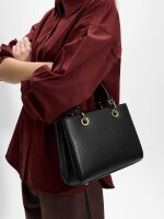 Bolso Tote Con Textura negro