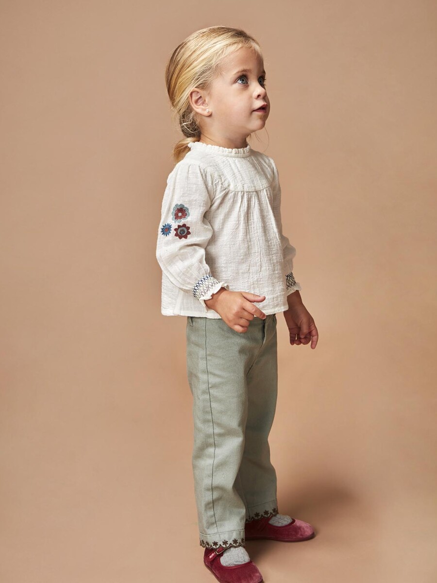 Pantalon Bordados Verde Suave