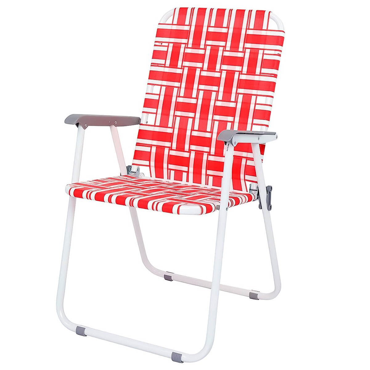 Silla Alta Metálica Plegable Playa Jardin Reforzada - Rojo 