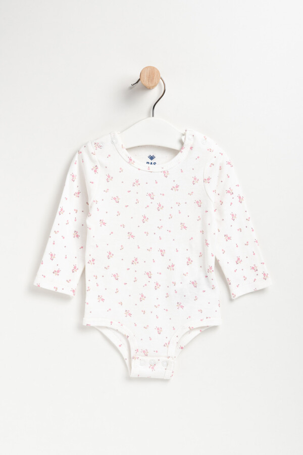 Body manga larga Floreado Blanco