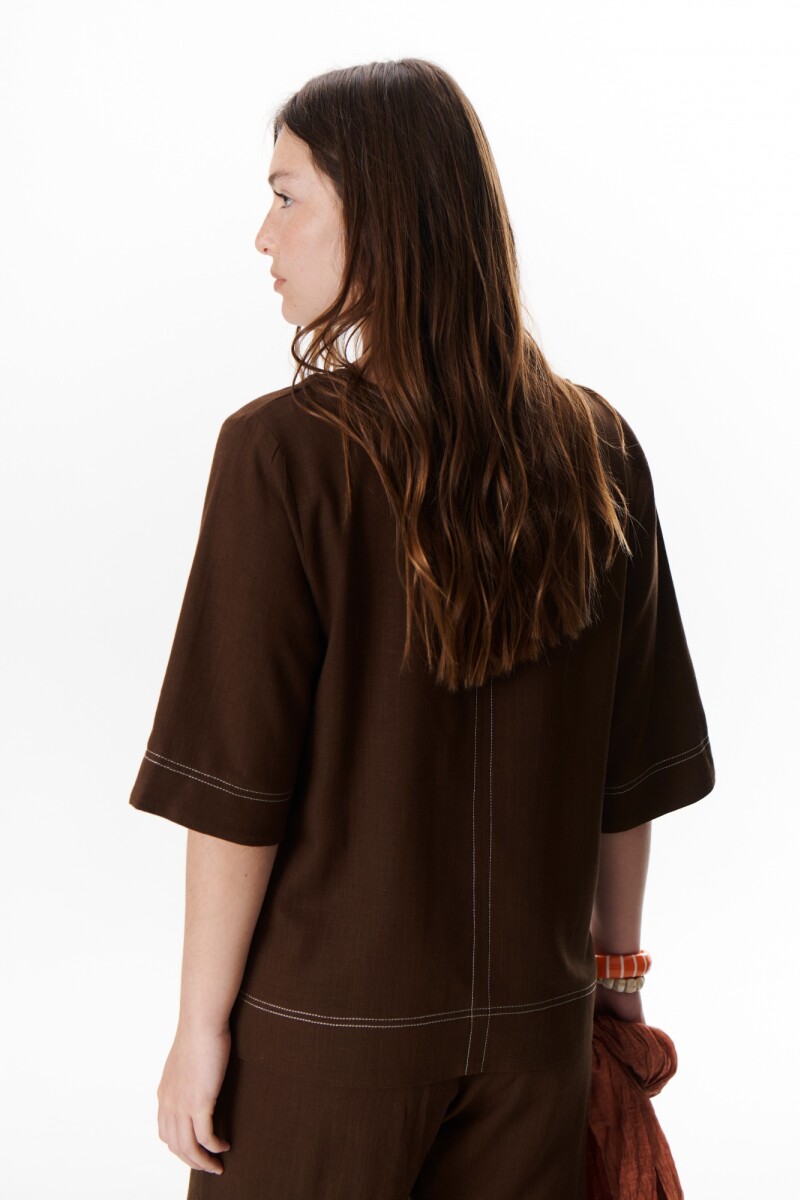 BLUSA LINO EVA MARRON