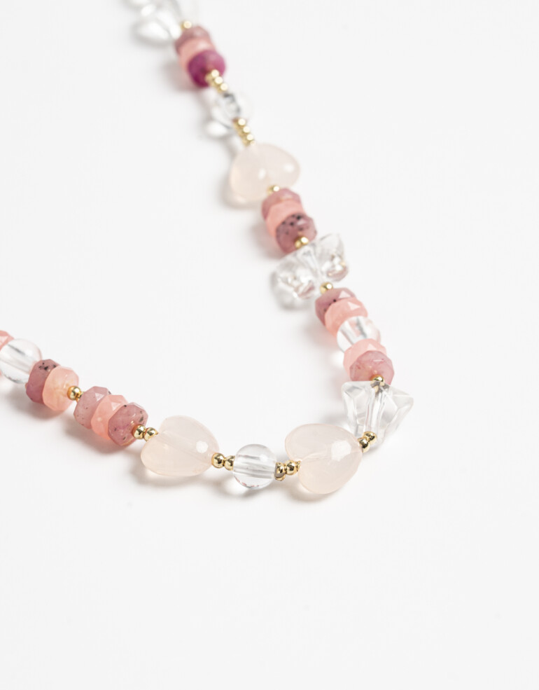 Collares Cortos Color Collar Para Niñas Corazones Y Mariposas - Combinacion Multicolor