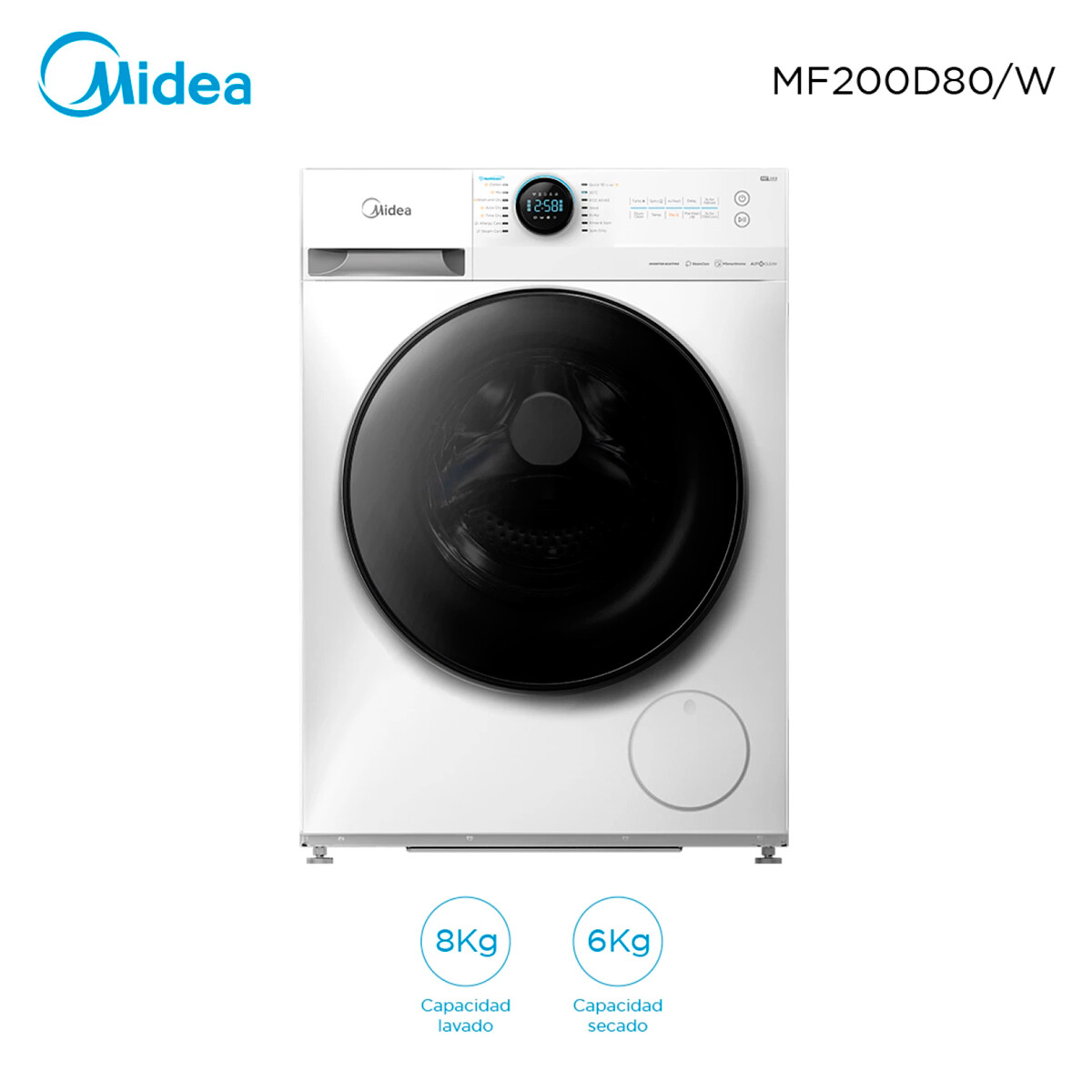 Lavasecarropas Frontal 86 Kg Midea Mf200d80wb/w 