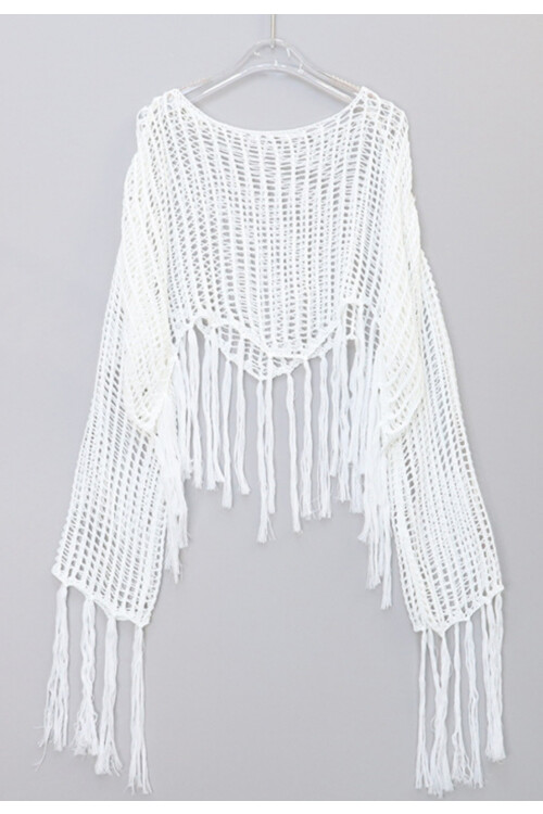 TOP CORTO MANGA LARGA BLANCO