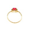 Anillo Halo-Oro Bajo-Piedra Rubí y Zirconias-AN8143 conpiedra