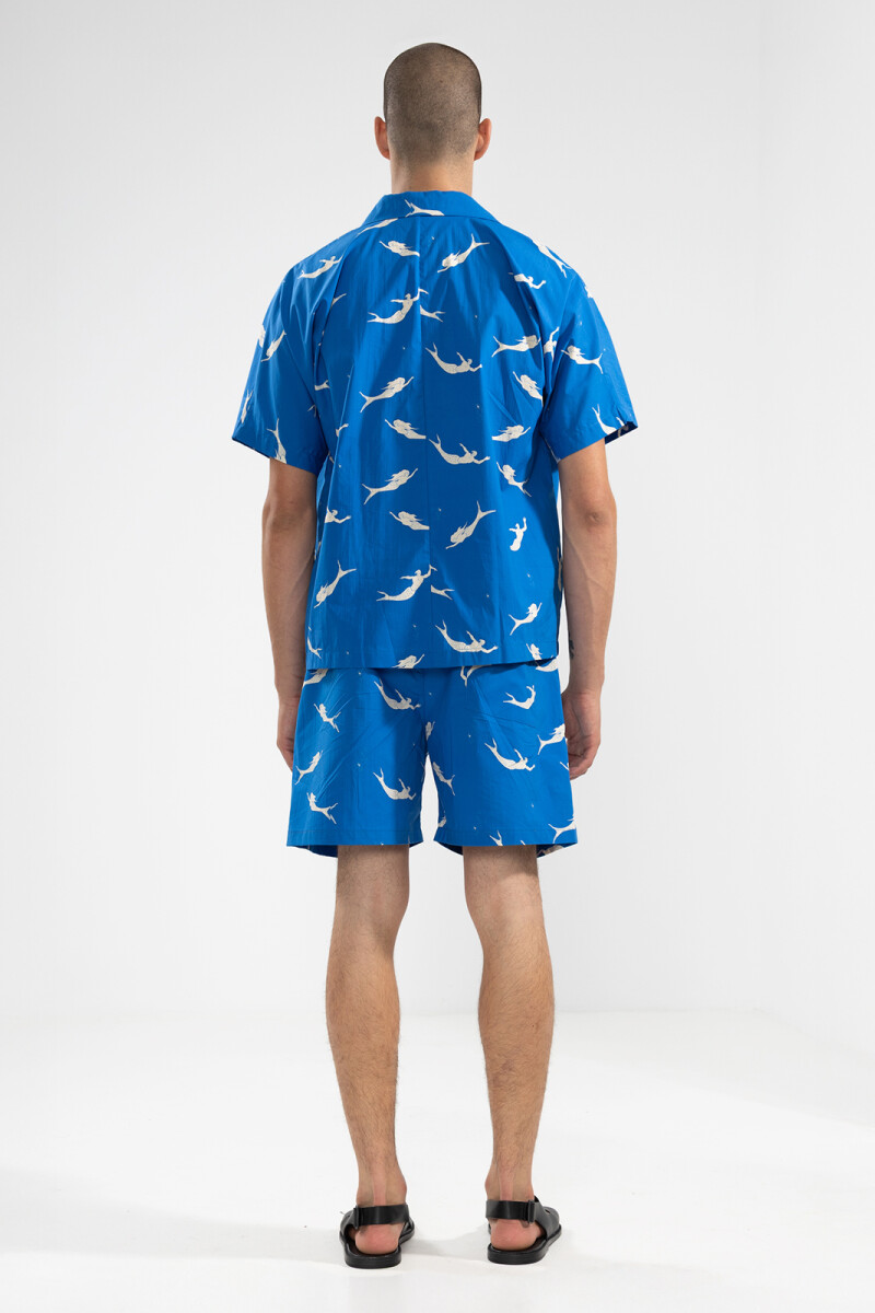 CONVERTIBLE CAMP-COLLAR SHIRT Mermaid Blue