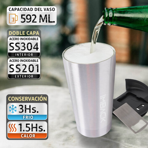 Vaso Termico De 592ml Acero Inoxidable Doble Capa Con Tapa Color Acero Vaso Termico De 592ml Acero Inoxidable Doble Capa Con Tapa Color Acero