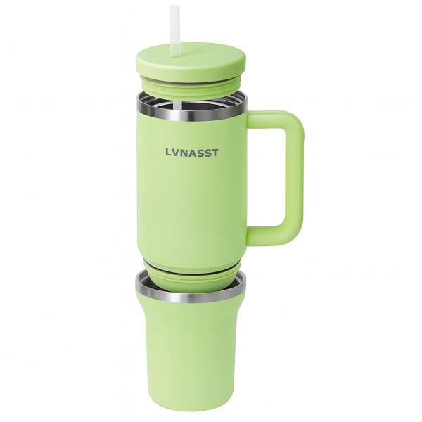 Vaso Térmico Acero inoxidable Doble 890ml + 295ml C/pajita Color Verde