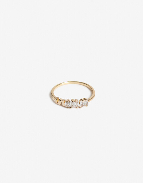 Anillos Chicos Strass Anillo Con Cubic Baguettes - Dorado
