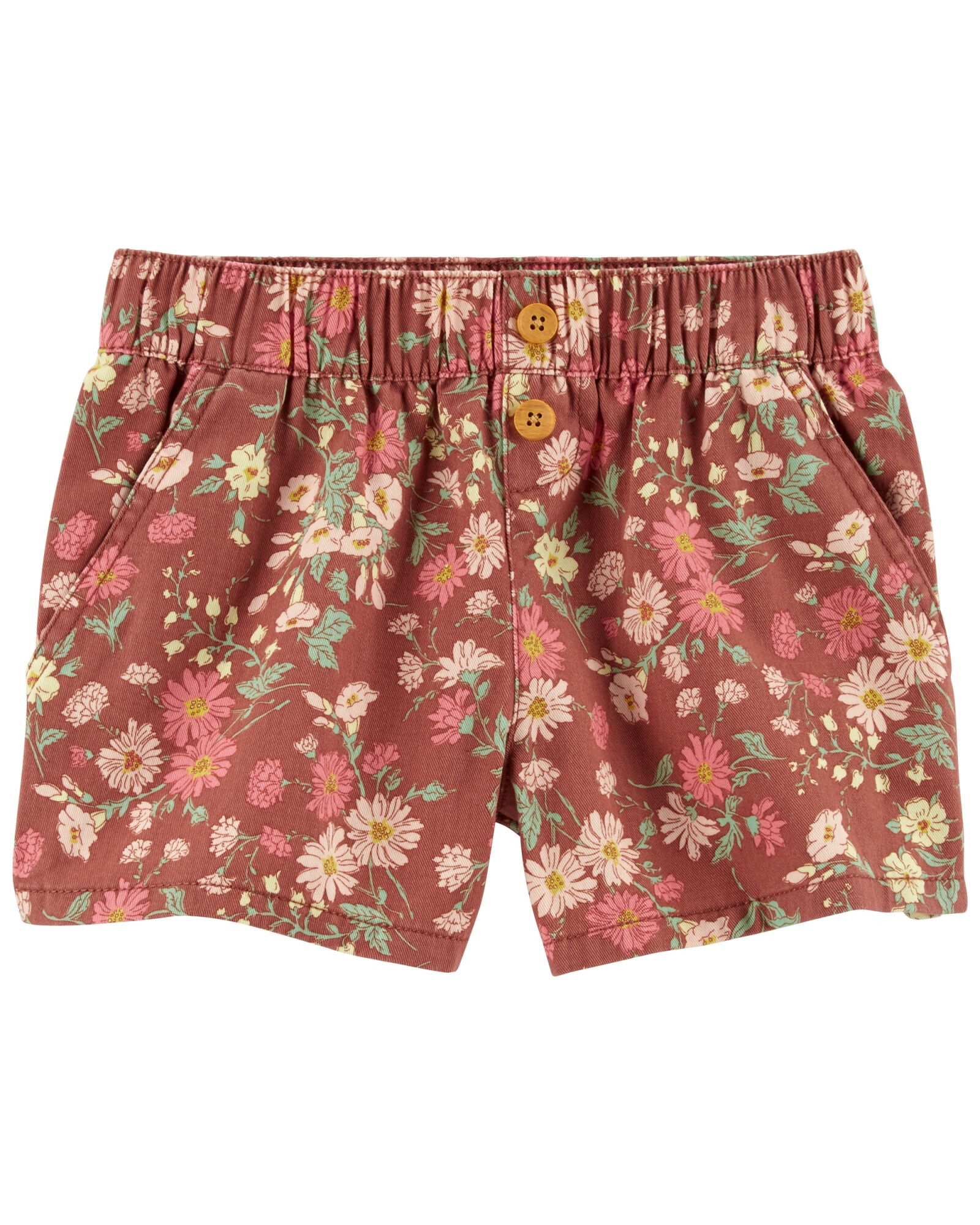 Short de algodón cintura elástica diseño floral Sin color