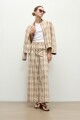 Pantalon wide leg escoces beige