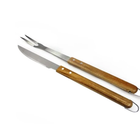 SET 2 PCS PARA ASADO ACERO INOXIDABLE MANGO MADERA SET 2 PCS PARA ASADO ACERO INOXIDABLE MANGO MADERA