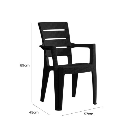 Silla Jardín Rattan Apilable UV 150kg Exterior Turca Negro