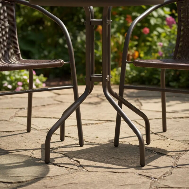 Juego De Jardín Sillas Ratan + Mesa Vidrio MARRON