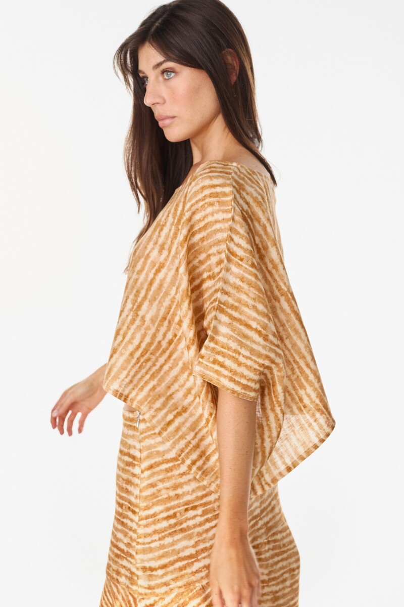Blusa Beach Estampa Mostaza