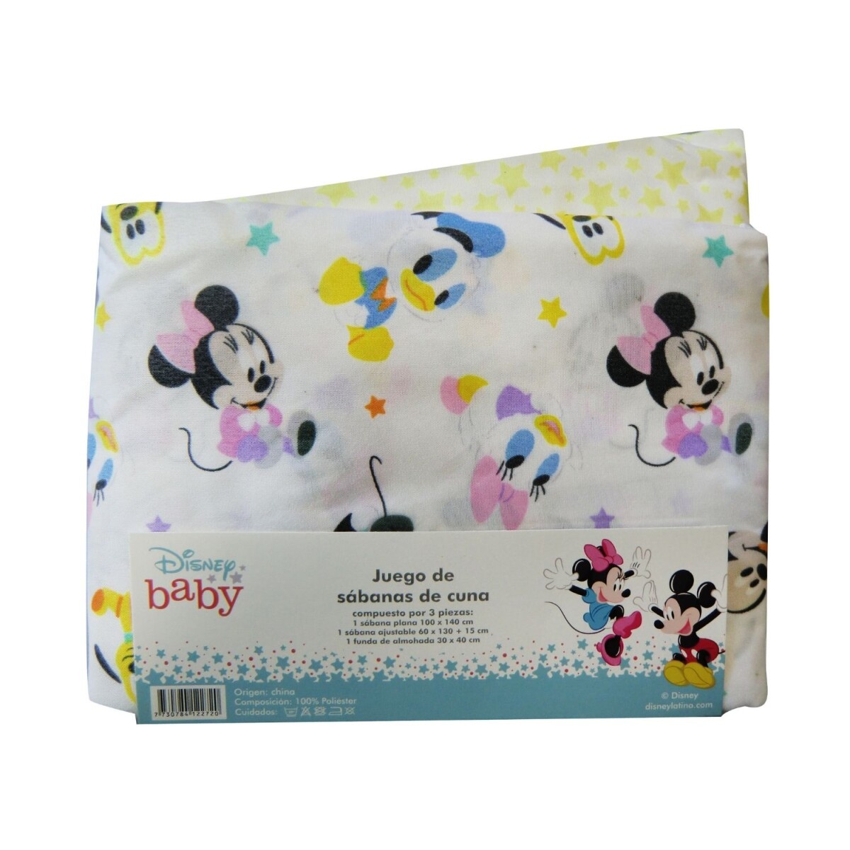 Juego de Sábanas Cuna Mickey 3 Piezas Blanco y Amarillo 