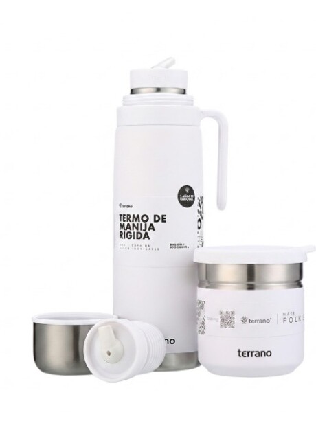 Termo Manija Rigida + Mate Acero inox. Blanco