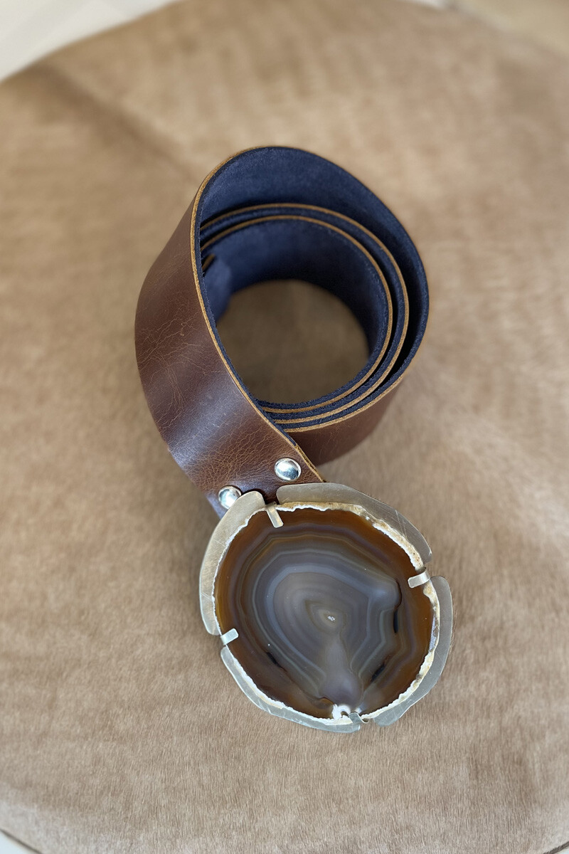 Cinto piedra reversible Cognac azul
