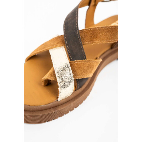 Sandalias De Cuero Tiras Cruzadas Multi
