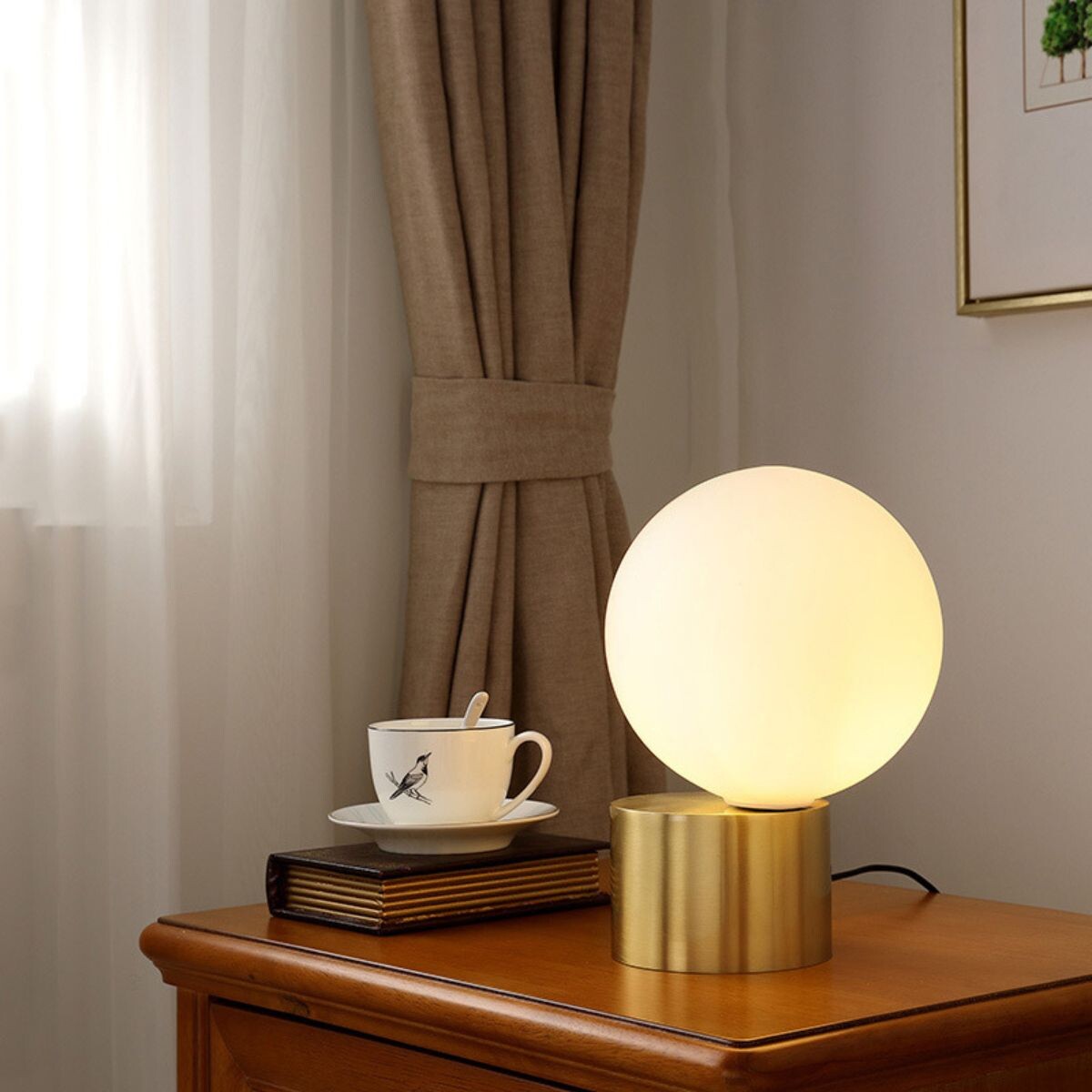 LUMINARIA DE MESA ANTIQUE BOULE Ocre 