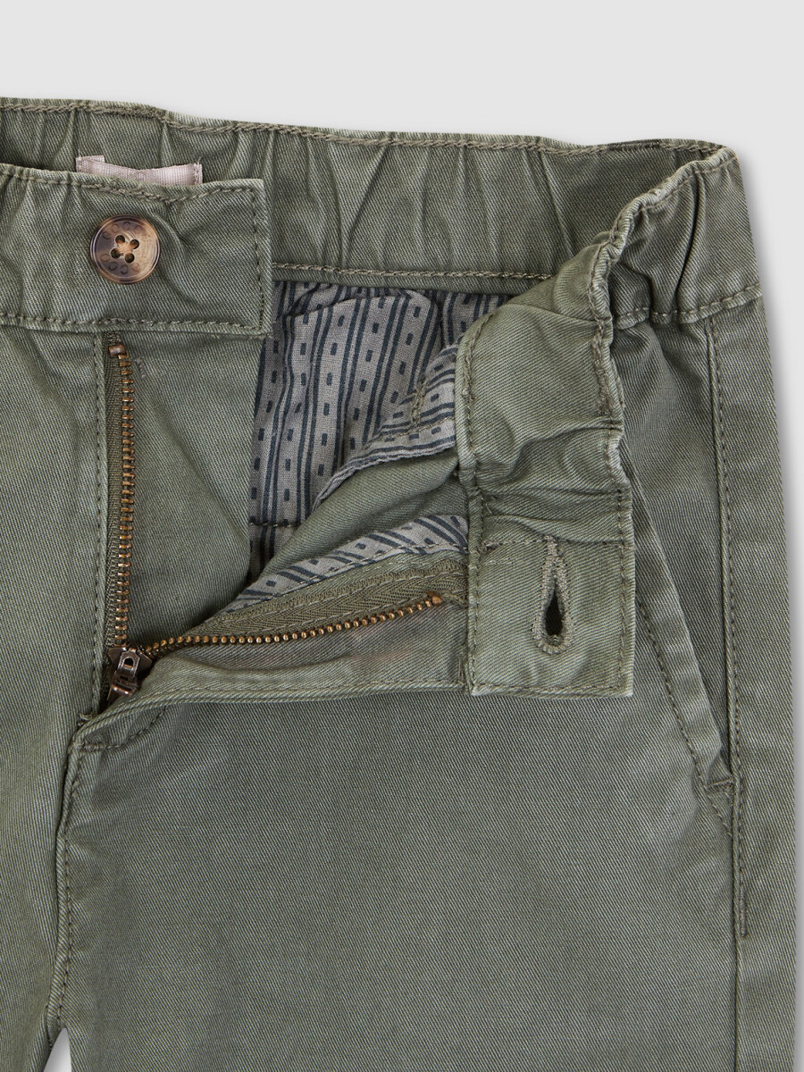 Pantalon Chino Cintura Elastica Kaki