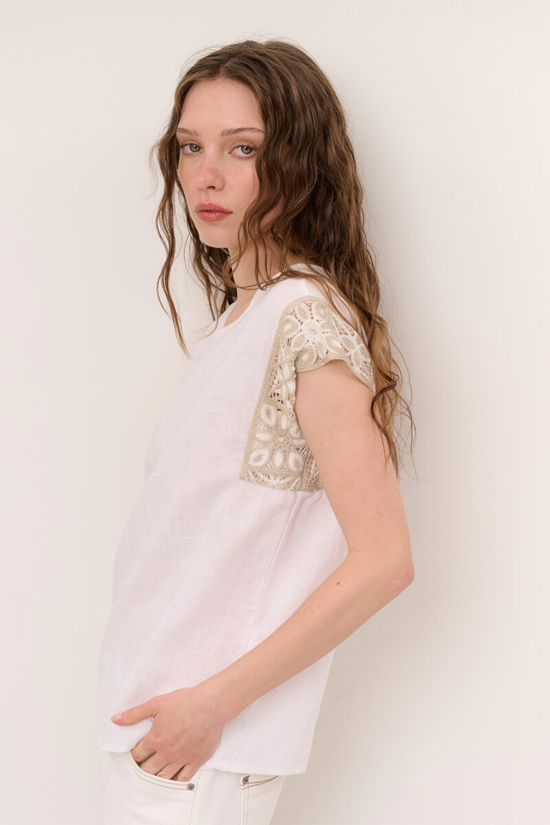BLUSA LINO CROCHET BLANCO