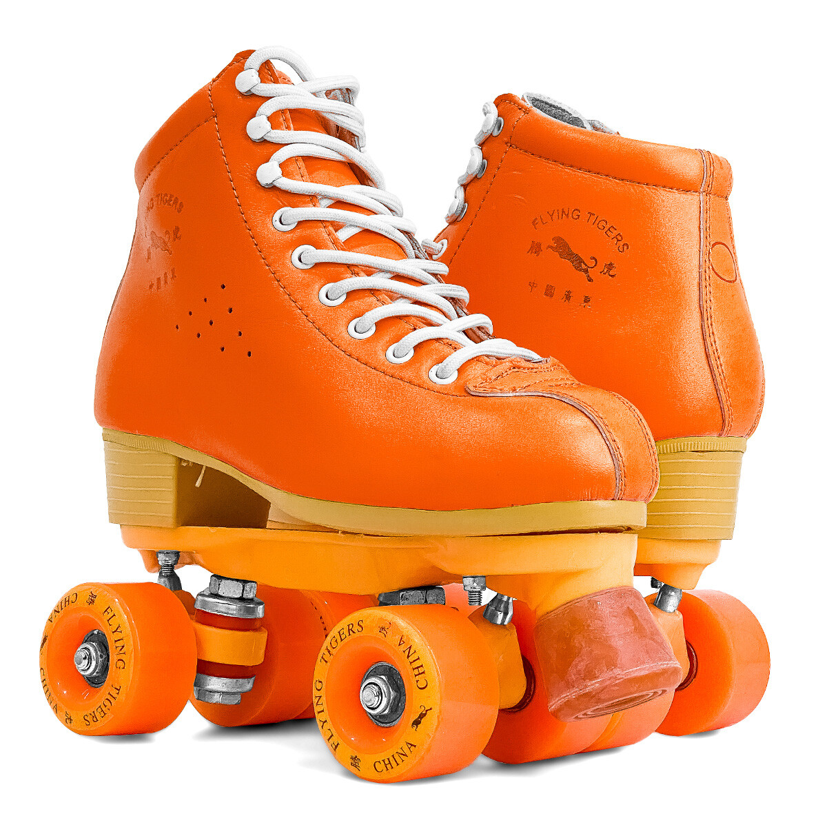 OUTLET - Patín Artístico Bota Naranja Ruedas Silicona Freno Goma 