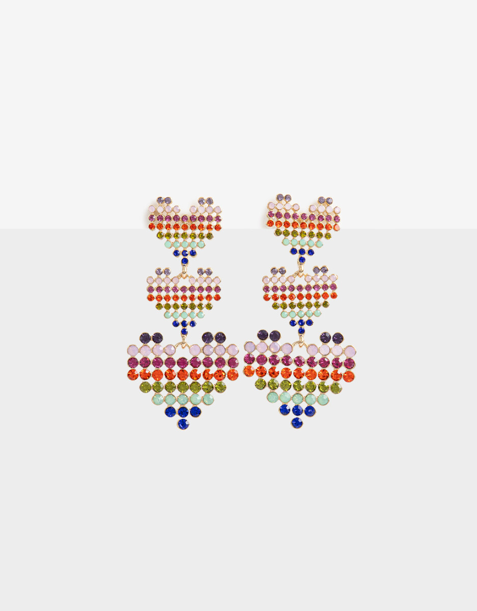 Aros Colgantes Corazón Strass 