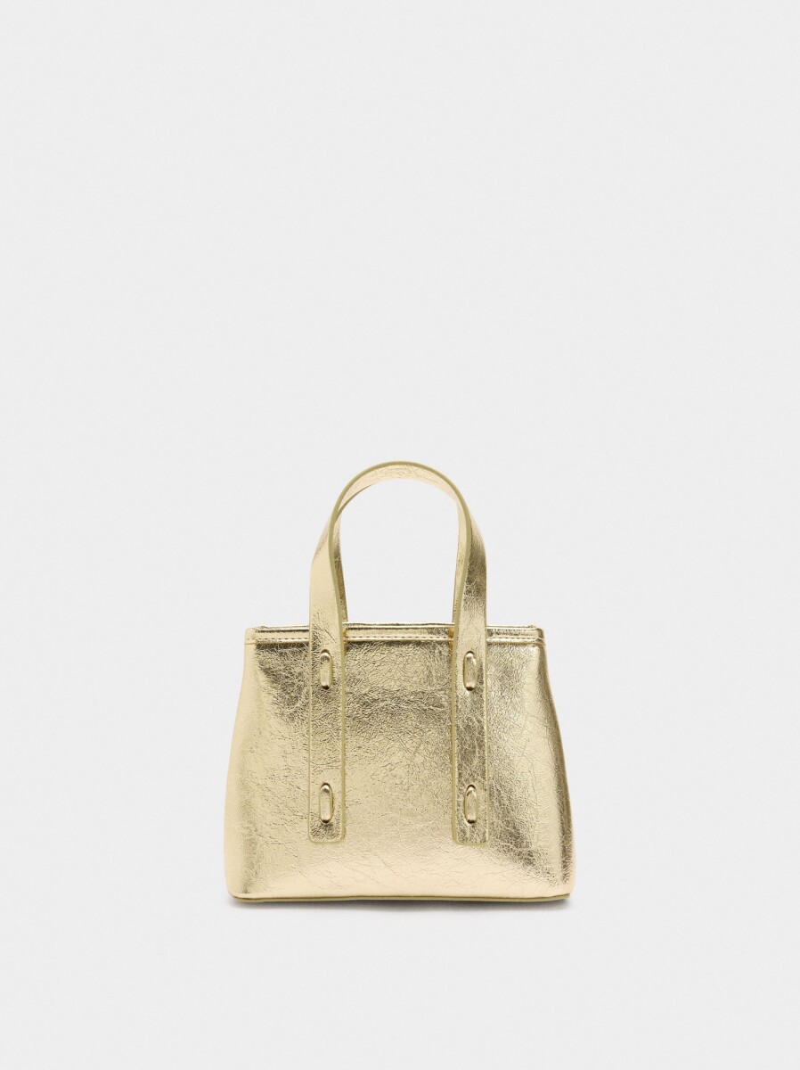 Bolso Tote Efecto Craquelado - dorado 