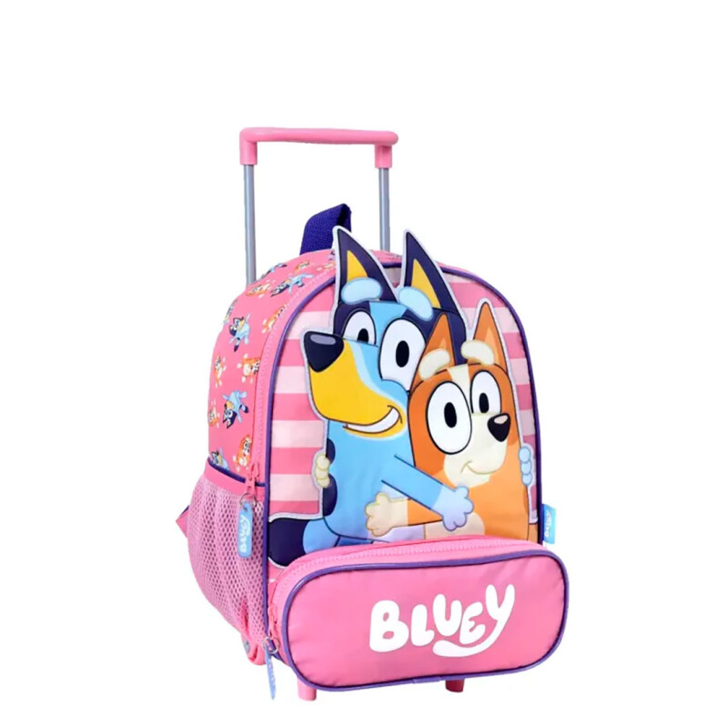 Mochila Bluey 3D Con Carro 12 Pulgadas Rosado