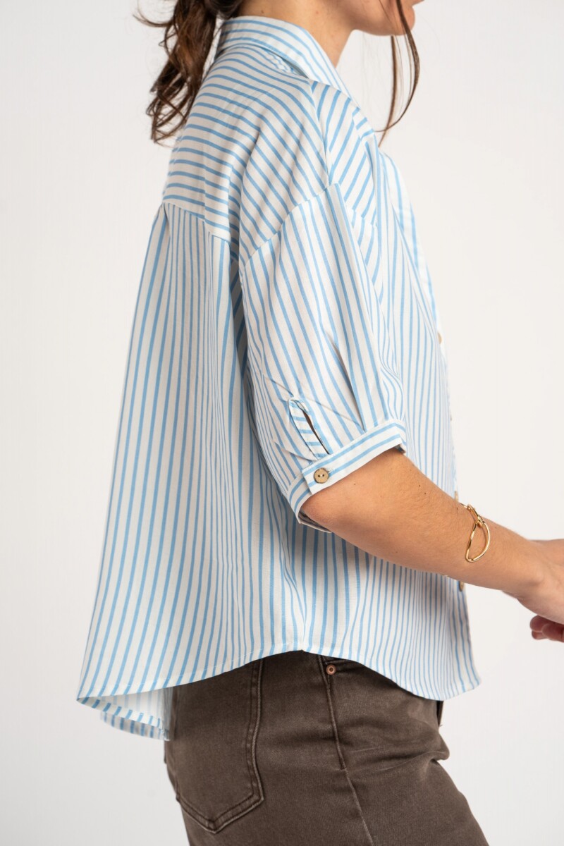 Blusa Rayada Celeste