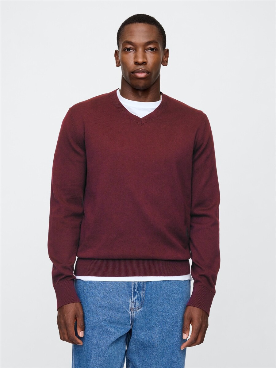 Buzo Algodòn Escote V Hombre - Noir Red 796 