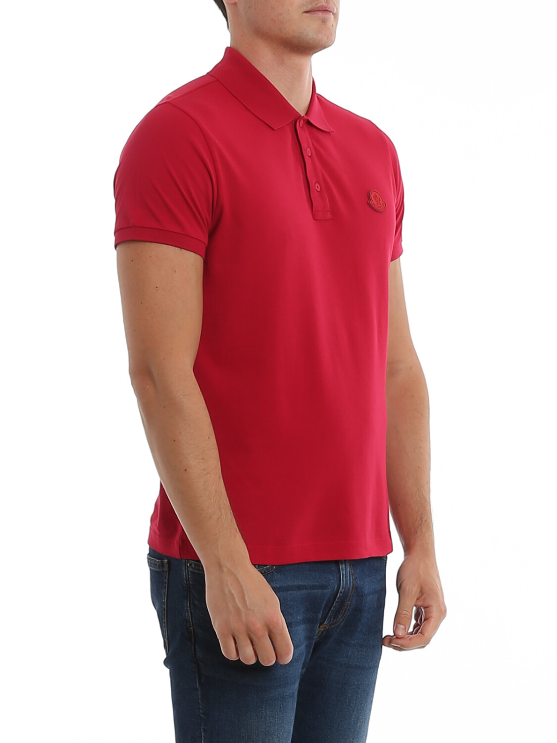 Moncler -Remera polo de algodón manga corta Rojo