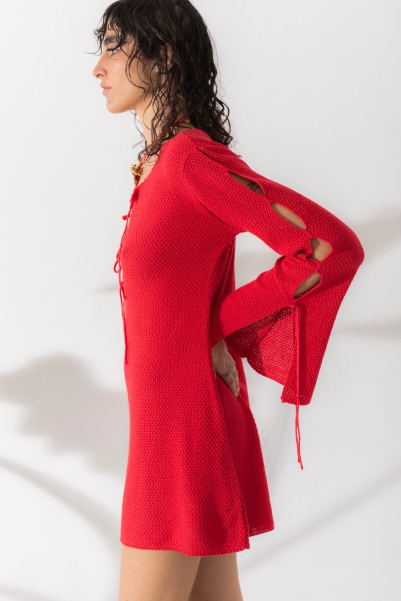 Vestido Tira Knit Rojo