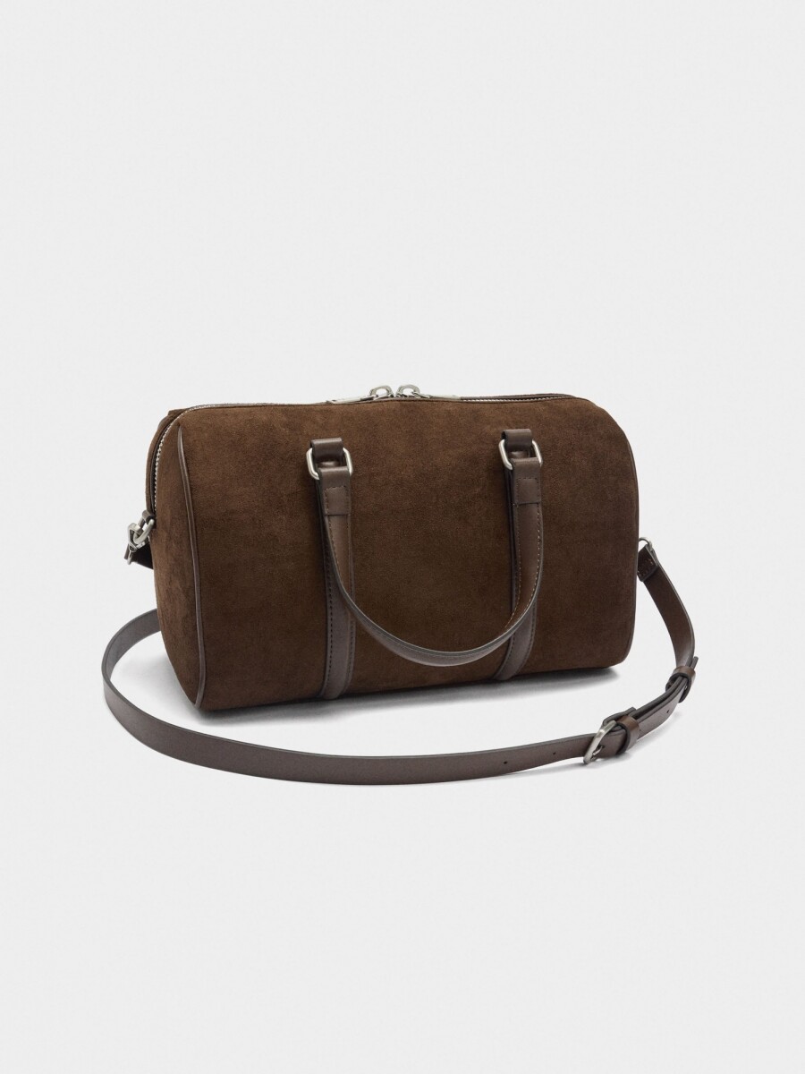 Bolso Bowling Efecto Ante marron
