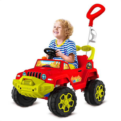 Auto Jeep Buggy Con Guia Y Pedales + Bocina y Soporte Rojo