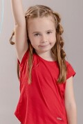 Remera Deportiva para Niñas. Rojo Oscuro