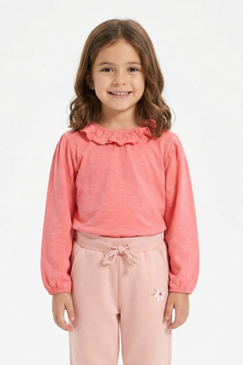 Remera con volado FUCSIA